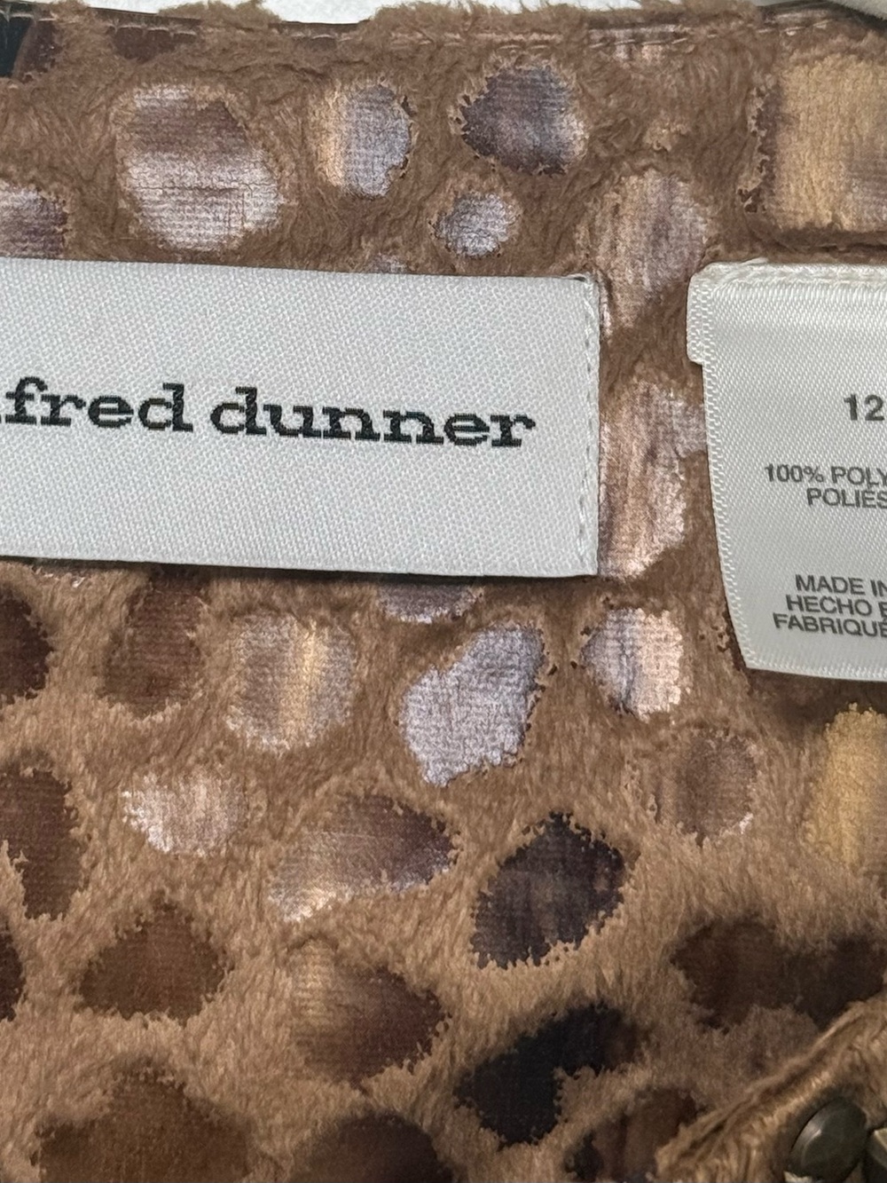 Alfred Dunner Womens Brown Leopard Zip Jacket - Picture 3 of 3